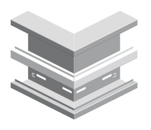 Brüstungskanal-Außenecke zweibahni Materialstärke 1,0 mm
