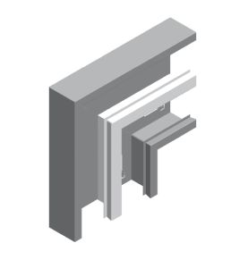 Brüstungskanal-Horizontalecke zwei Materialstärke 1,0 mm