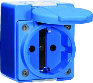 Schuko-Wandsteckdose 16A 250V blau spritzwassergesch.