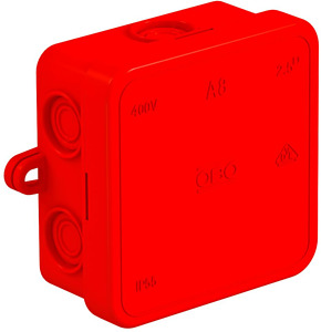 Feuchtraum-Abzweigkasten halogenfrei ohne Klemmstein rot