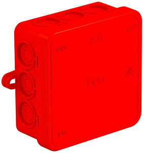 Feuchtraum-Abzweigkasten leer halogenfrei o.Klemmstein rot