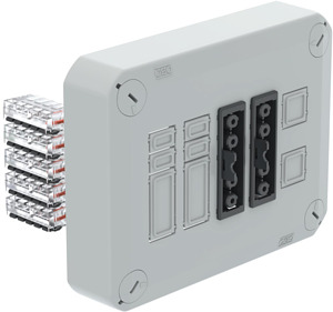 Deckel steckbar 150x116x60 für Abzweigkasten, bestückt