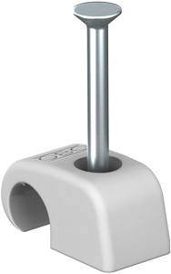 Haft-Clip 4-7mm lichtgrau mit Nagel 2x18mm