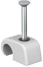 Haft-Clip 7-12mm lichtgrau mit Nagel 2x25mm