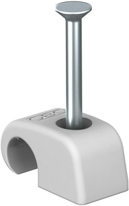 Haft-Clip 10-14mm lichtgrau mit Nagel 2x25mm