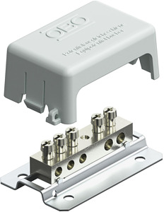Potentialausgleichsschiene Ms/St 5 Anschlüsse Ku-Haupe gr 72x43,5x29mm