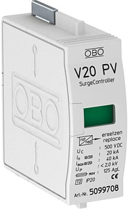Photovoltaik-Oberteil 1-polig Typ 2 500V m. opt. Funktionsanzeige