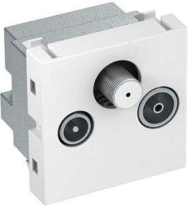 Antennensteckdose Stichdose Radio TV SAT 45x45mm, PC reinweiß RAL 90