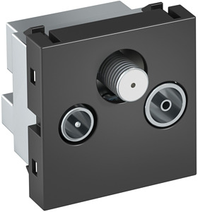 Antennensteckdose Stichdose Radio TV SAT 45x45mm PC schwarzgrau RAL