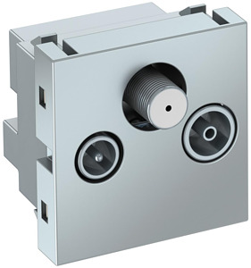 Antennensteckdose Stichdose Radio TV SAT 45x45mm PC alu lackiert