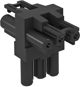 Verteilerblock T-Form 1xEingang/2xAusgänge 3-pol. schwarz