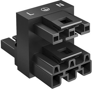 Verteilerblock 3-polig, 1E-2A, WINS TA 51x30x33, PA, schwarz