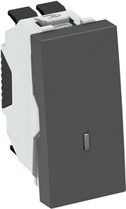 Aus-/Wechselschalter m. Kontrolllicht 10A 250V PC schwarzgrau