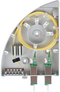LWL Mini FTTH-Spleißdose MS-03 2 xE2000®/APC Simplex OS2 spleißfertig