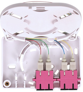 LWL Kompakt FTTH-Spleißdose MS-0 5 2xSC Duplex OM4 spleißfertig