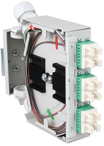 LWL Hutschienenspleißverteiler R EGplus 6xLC/APC-Quad OS2