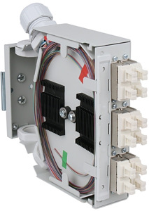 LWL Hutschienenspleißverteiler R EGplus 6xLC Quad OS2