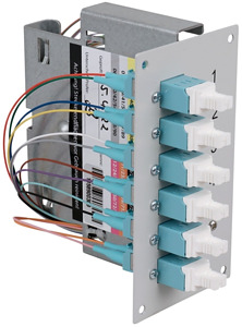 LWL Hutschienenspleißverteiler 6 xLC Duplex OM3
