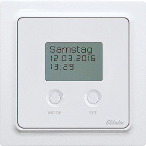Funksensor Schaltuhr im E-Design55 mit Display, reinweiß glänzend
