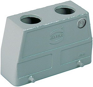 Tüllengehäuse 24 B hohe Bauform Querbügel gerader Kabeleingang 2x M32