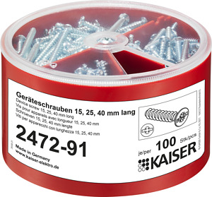 Geräteschrauben-Box je 100 Schrauben Ø3,2 x L:15/25/40mm Kombi