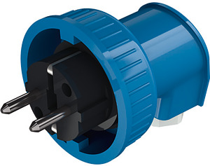 SCHUKO-Winkelstecker 16A230V blau m.Kabelverschraubung, wasserdicht