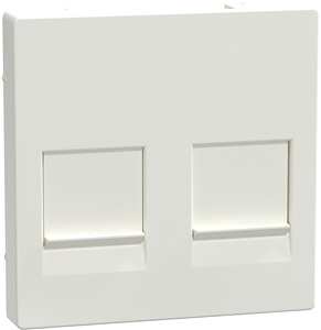 Zentralplatte f.Modular Jack 2-fach Staubschutzsch., polarws. glänzend