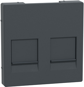 Zentralplatte f.Modular Jack 2-fach m. Staubschutzschieber, anthrazit