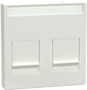 Zentralplatte f.Modular Jack 2-fach Schriftf.u.Staubschutzsch., polarws