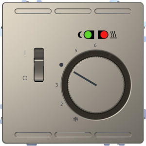 Fussbodentemperaturregler 230V m.Schalter u. Zentralpl. Nickelmeta