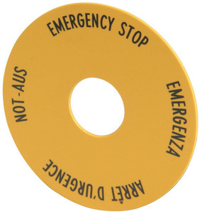 Not-Aus-Schild IP66 D=90mm Sprachen DE, EN, FR, IT