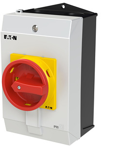 Hauptschalter P1 25A Aufbau 3-polig NOT-AUS-Funktion mit rotem Drehgriff