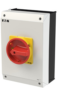Hauptschalter P3 63A Aufbau 3-polig NOT-AUS-Funktion mit rotem Drehgriff