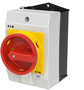 Hauptschalter P1 25A Aufbau 3-polig NOT-AUS-Funktion mit rotem Drehgriff
