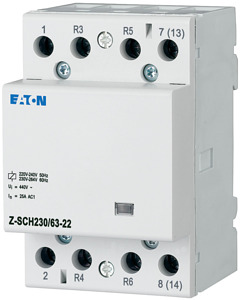 Installationsschütz, 230V AC, 63A 2S+2Ö 3TE
