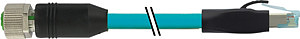 M12 Bu. 0° 8p. / RJ45 St. 0° EN TPE 4x2xAWG24 geschirmt bl UL/CSA+s
