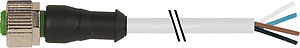 Buchse M12 ger. freies Leit.ende/PVC grau 20m