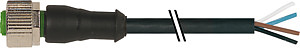 M12 Buchse gerade PVC-OB 4x0,34 schwarz 2m