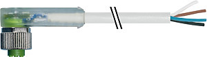 Buchse M12 gew. m.LED frei.Leit.ende PUR 3m