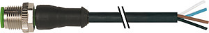 M12 Stecker gerade PVC-OB 4x0,34 schwarz 1m