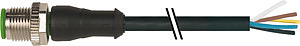 M12 Stecker gerade PVC-JB 5x0,34 schwarz 2m