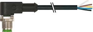 M12 Stecker gewinkelt PUR-JB 5x0,34 schwarz UL, CSA 1m