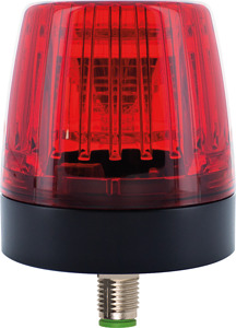 Comlight56 LED Signalleuchte rot mit 4 pol. M12 Stecker Abgang nach unten