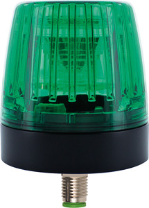 Comlight56 LED Signalleuchte grün mit 4 pol. M12 Stecker Abgang nach unten
