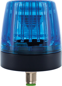 Comlight56 LED Signalleuchte blau mit 4 pol. M12 Stecker Abgang nach unten