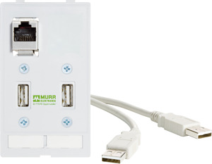 Datensteckverb.einsatz 2xUSB+RJ45 Modlink 2xUSB BF,A 0,7m Kab.+1xRJ45