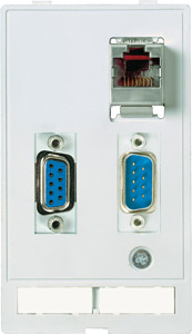 Datensteckv.einsatz 9-/9-p.+RJ45/45 9-p. Bu/Bu+9-p. St./St.+RJ45/45