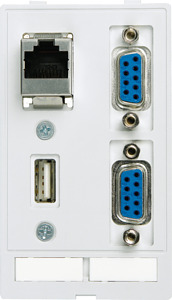 Datensteckv.einsatz RJ45+USB+2x9p. Modlink RJ45+USB+2x9BU/BU-gesch.