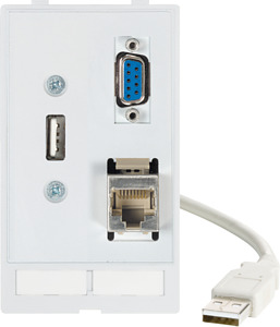 Datensteckverbindereinsatz USB+RJ45 1xUSB+1xRJ 45+1xSUB D9 Bu/Stift