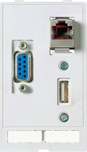 Datensteckv.einsatz 9-p.+RJ45+USB 9-p. Bu/Bu+RJ45+USB (Bu/Bu)-gesch.
